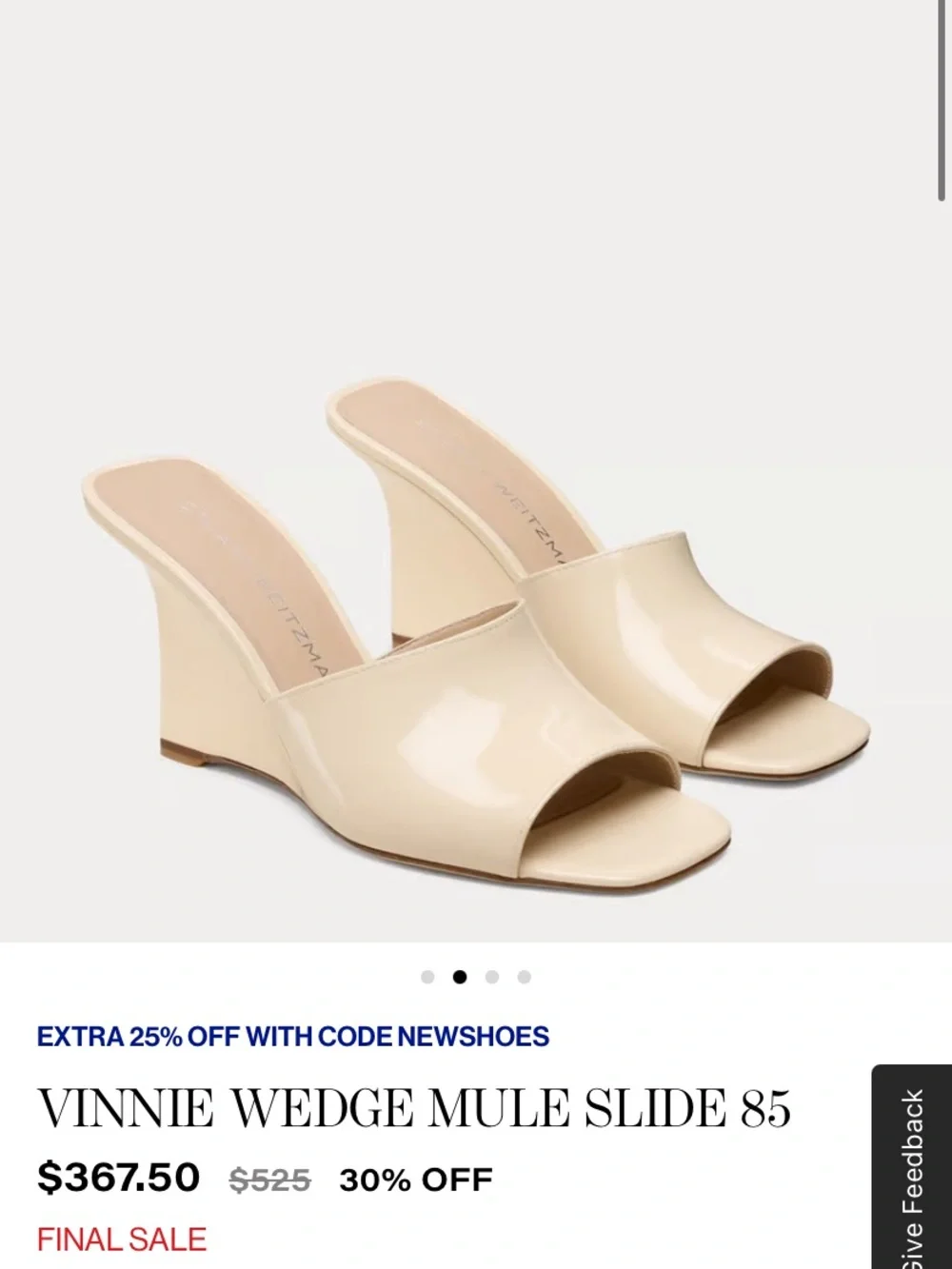 Y2K Stuart Weitzman Vinnie Wedge Mule Slide in Cream size 7B